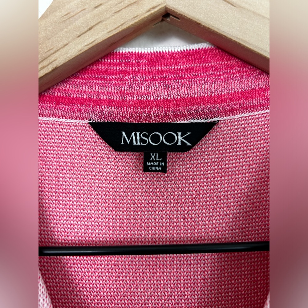 Misook Cardigan Sweater Womens Size‎ XL Pink Stretch Knit Jacket 3/4 Sleeve - Picture 4 of 9